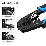 Обтискний інструмент AMPCOM AM-568R Red для зняття ізоляції й обтискання 6P/8P RJ-11, RJ-12 і RJ-45, фото 3