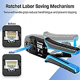 Обтискний інструмент AMPCOM AM-568R Red для зняття ізоляції й обтискання 6P/8P RJ-11, RJ-12 і RJ-45, фото 4