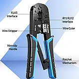 Обтискний інструмент AMPCOM AM-568R Red для зняття ізоляції й обтискання 6P/8P RJ-11, RJ-12 і RJ-45, фото 6