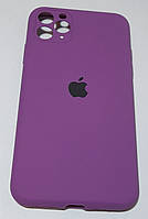 Чехол силиконовый с закрытым низом и защитой камеры для Apple Iphone 11 Pro Max в фиолетовом цвете