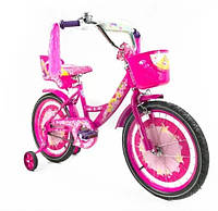 Дитячий велосипед для дівчинки Azimut Girls колеса 18 дюймів із переднім кошиком/сидінням для ляльки/рожевий