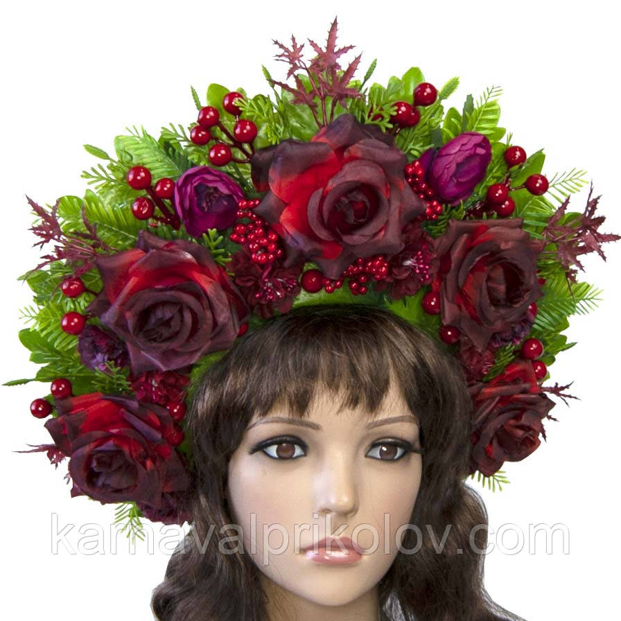 Український вінок високий на голову Ведана 11034