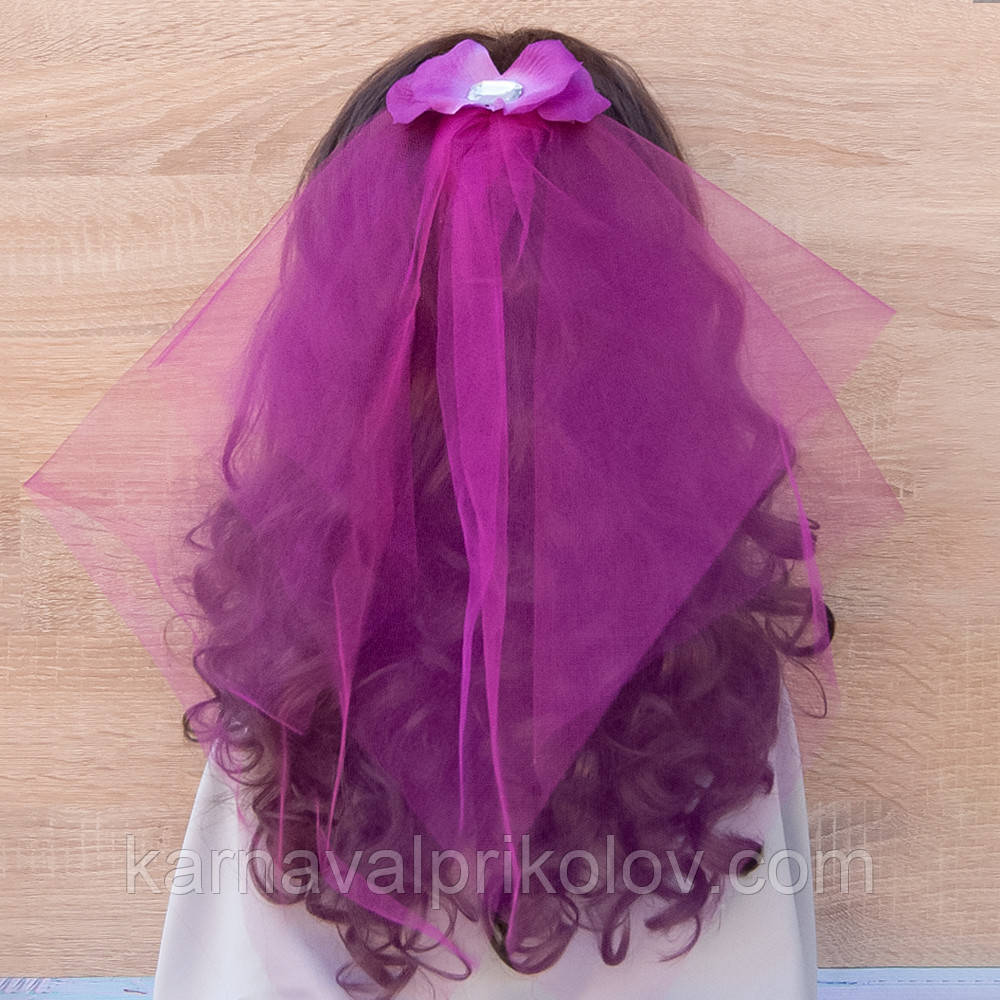 Фата Нареченої на дівич -вечір Classic (малинова)