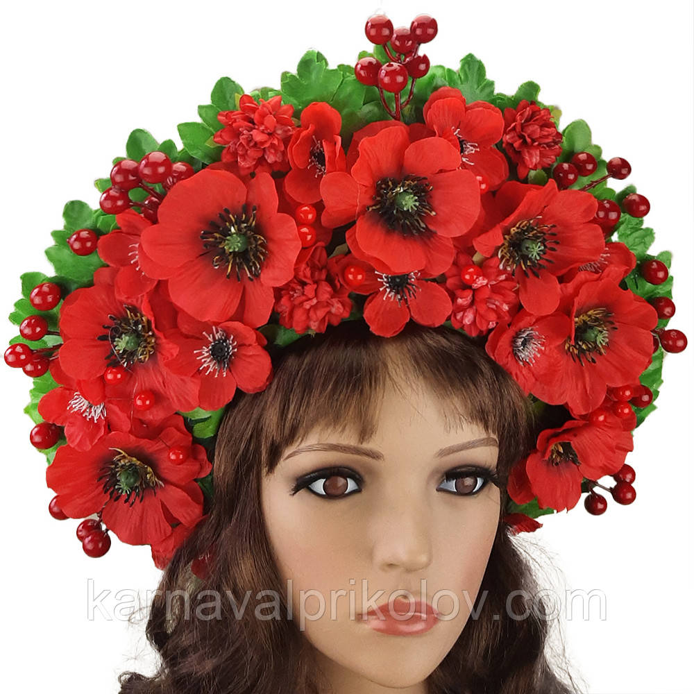 Український вінок високий на голову Стефанія 9352