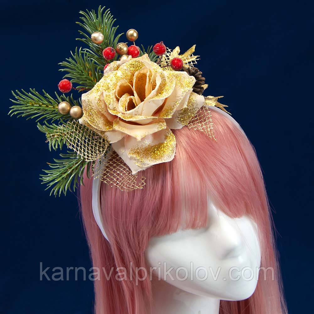 Аксесуар новорічний обідок 52051 Троянда