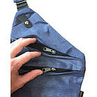 Чоловіча сумка Cross Body, Месенджер, Антивор, Чоловіча барсетка на плече синя, фото 2