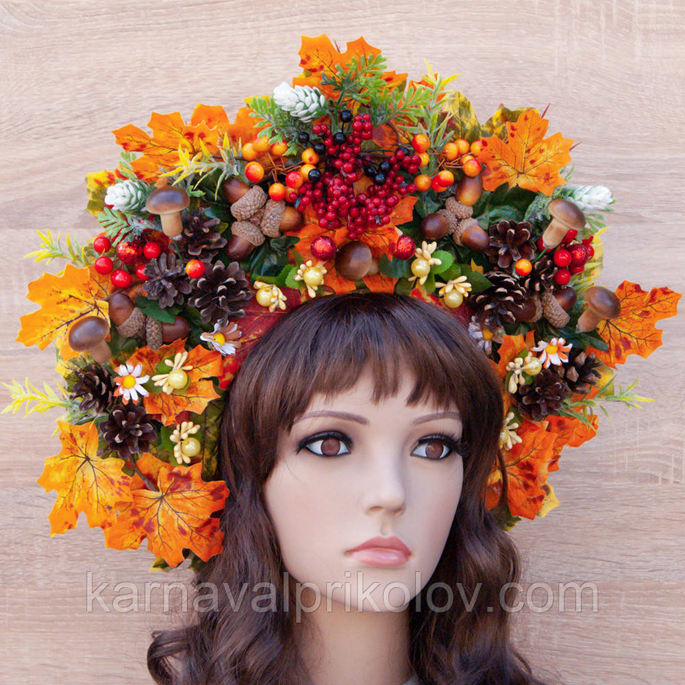 Український осінній вінок високий на голову Дари Лісу 11992
