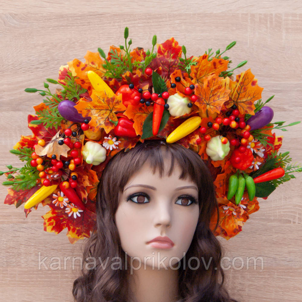 Український осінній вінок високий на голову Дари Осені 11693