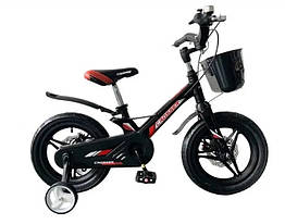 Дитячий магнієвий велосипед Crosser HUNTER Premium колеса 14д з ДИСКОВИМИ гальмами та складаним кермом/чорний