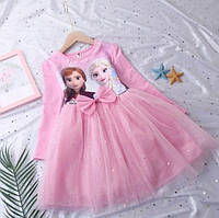 Дитяче гарне ошатне плаття на дівчинку Ельза, рожеве. Святкове плаття для дітей Холодне серце