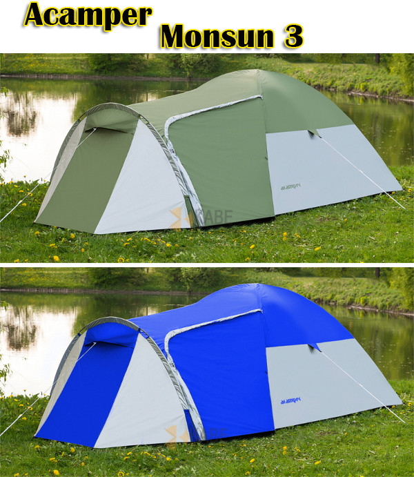 Палатка туристическая новая Acamper Monsun 3 Зеленая - фото 1 - id-p672152304