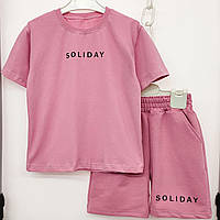 Комплект для девочки летний футболка и шорты Оверсайз 56 (98см-104см), Розовый