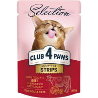 Влажный корм для кошек Club 4 Paws Selection Плюс Полоски с говядиной в крем супе из брокколи 85 г