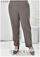 Серые стрейчевые летние женские штаны батал с 52 по 66 размер