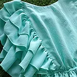 Легенька літня бірюзова підліткова сукня на дівчинку креп-жатка На спинці на зав'язочках р. 146, фото 4