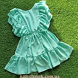 Легенька літня бірюзова підліткова сукня на дівчинку креп-жатка На спинці на зав'язочках р. 146, фото 3