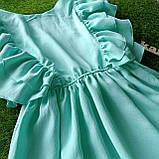 Легенька літня бірюзова підліткова сукня на дівчинку креп-жатка На спинці на зав'язочках р. 146, фото 5