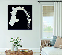 Декоративное настенное Панно «Силуэт женщины и лошади», Декор на стену