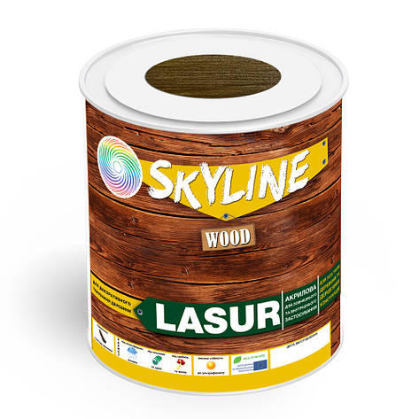 Лазур декоративно-захисна для обробки дерева LASUR Wood SkyLine Горіх 0.75 л, фото 1