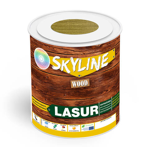 Лазур декоративно-захисна для обробки дерева LASUR Wood SkyLine Дуб світлий 0.75 л, фото 1