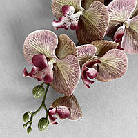 Искусственная орхидея фаленопсис дымчато лимонно-фиолетовая, серединка малиновая VF 0109