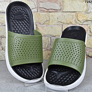 Шльопанці чоловічі сланці Luck Line, Зелені шльопанці із силікону на пінковій підошві