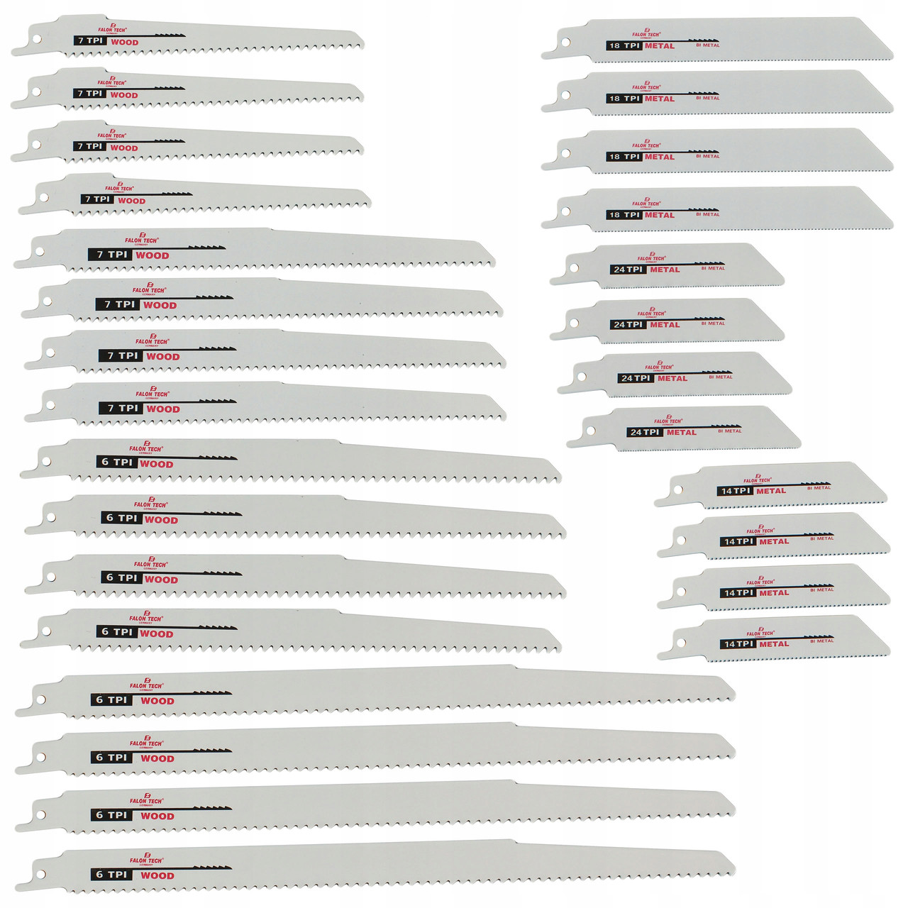 Набір пильних полотен для шабельної пилки Falon-Tech FT370028 28 шт., фото 1