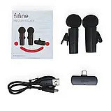Fifine M8 петличний бездротовий подвійний мікрофон для смартфона з роз'ємом Type-C + перехідник для iPhone, фото 3