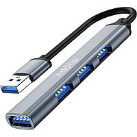 USB-хаб, концентратор / розгалужувач для ноутбука Addap UH-05, на 4 порти USB 3.0 + USB 2.0, Gray