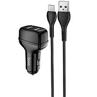 АЗП Hoco Z36 Leader 2.4A (2USB-A) + кабель USB to MicroUSB Чорний