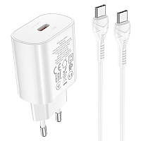 МЗП Hoco N22 Jetta PD25W (1USB-C) + кабель Type-C to Type-C Білий