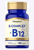 Вітаміни групи В Piping Rock B Complex + Vitamin B-12 180 таблеток  EXP 07/24 року включно