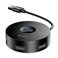 Перехідник HUB Baseus Round Box USB to USB 3.0 + 3USB 2.0 (1m) (CAHUB), Чорний