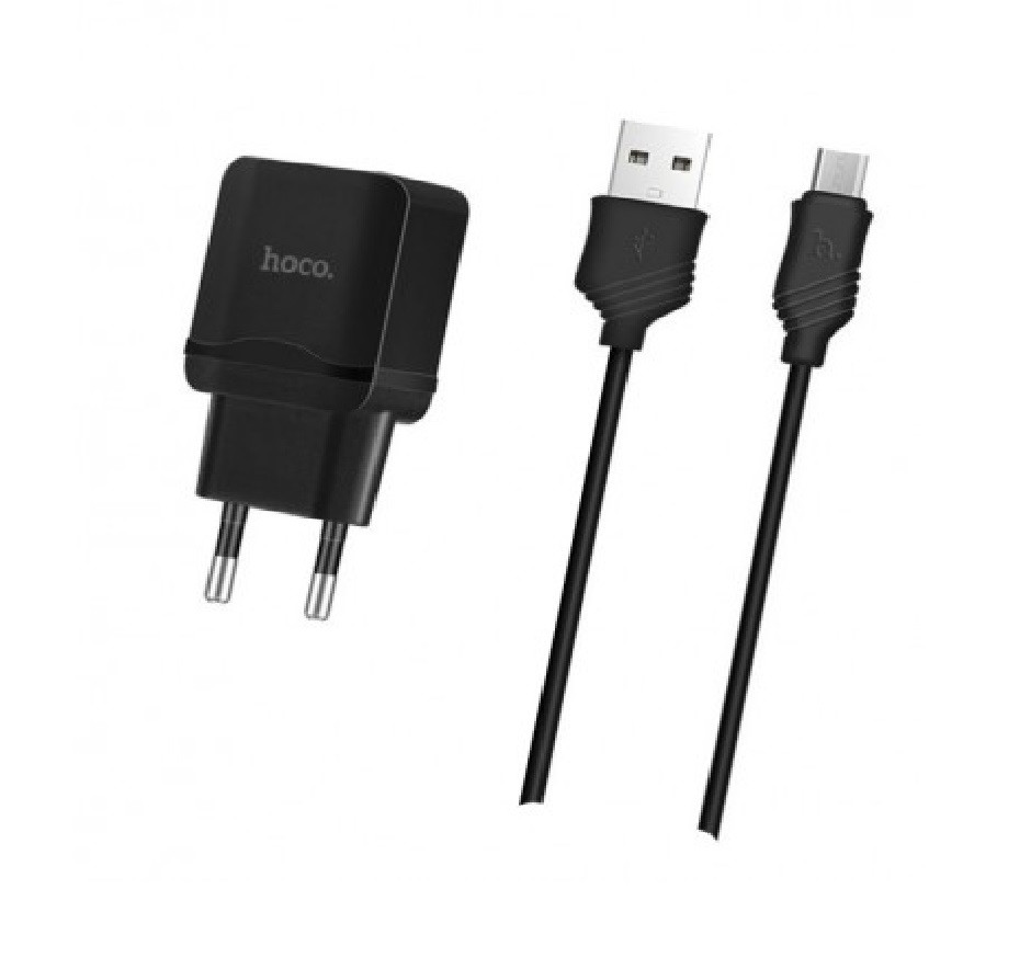 Мережевий зарядний пристрій Hoco C22A, 1 х Micro USB, 2.4А, 5В, Чорний