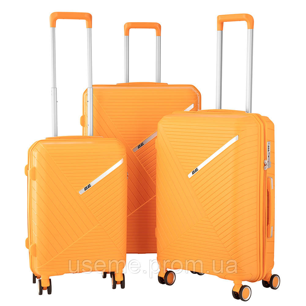 2E Набір пластикових валіз , SIGMA,(L+M+S), 4 колеса, помаранчевий Use - фото 2 - id-p1862306552
