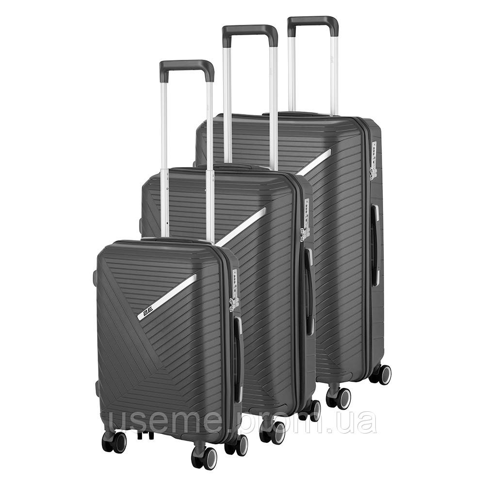 2E Набір пластикових валіз , SIGMA,(L+M+S), 4 колеса, графіт USE - фото 4 - id-p1862306554