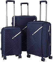 2E Набір пластикових валіз , SIGMA,(L+M+S), 4 колеса, темно-синій SPL