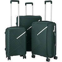 2E Набір пластикових валіз , SIGMA,(L+M+S), 4 колеса, смарагд SPL