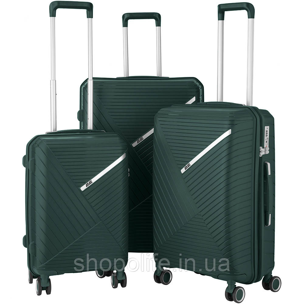 2E Набір пластикових валіз , SIGMA,(L+M+S), 4 колеса, смарагд SPL - фото 2 - id-p1862305448