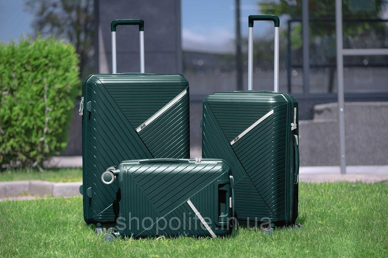 2E Набір пластикових валіз , SIGMA,(L+M+S), 4 колеса, смарагд SPL - фото 3 - id-p1862305448