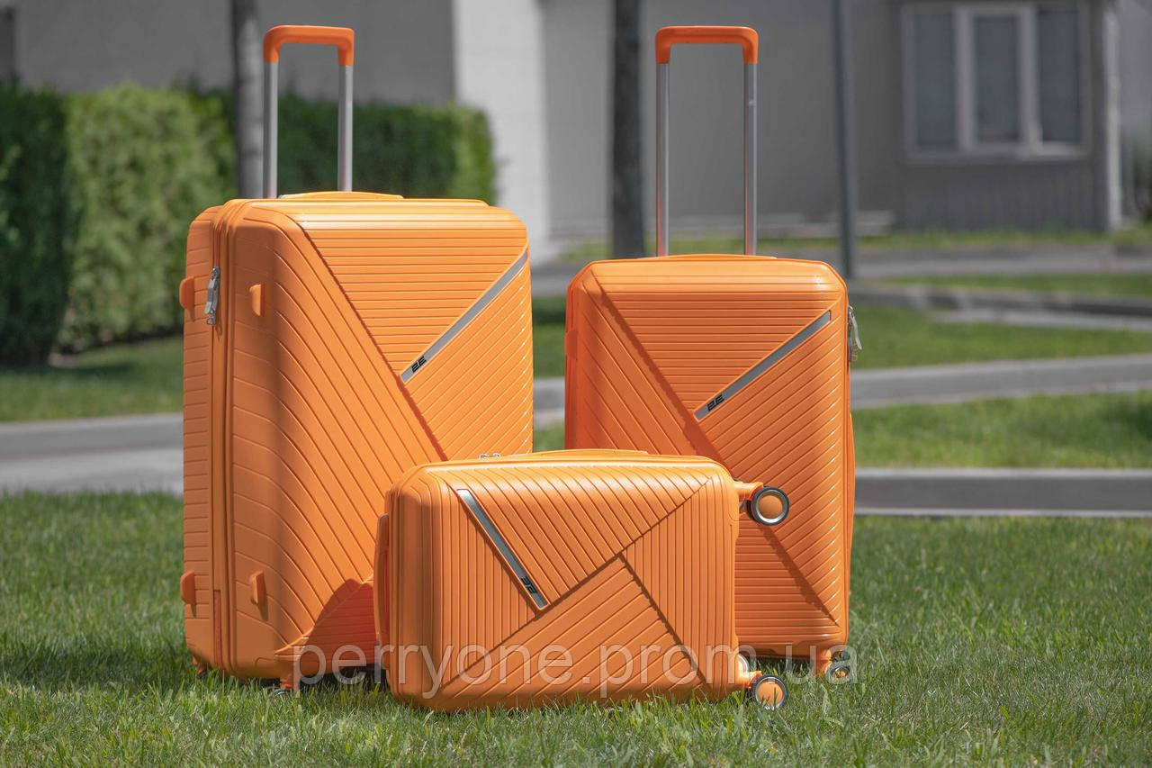 2E Набір пластикових валіз , SIGMA,(L+M+S), 4 колеса, помаранчевий PER - фото 3 - id-p1862310495