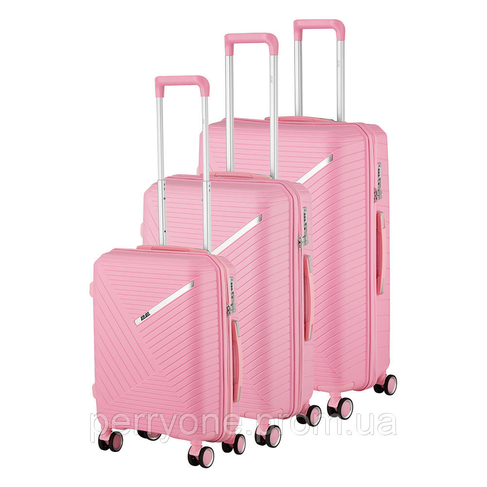 2E Набір пластикових валіз , SIGMA,(L+M+S), 4 колеса, рожевий PER - фото 4 - id-p1862310504