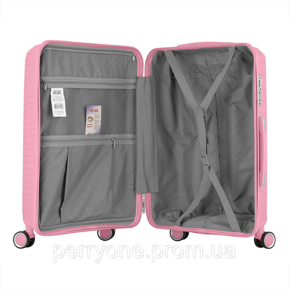 2E Набір пластикових валіз , SIGMA,(L+M+S), 4 колеса, рожевий PER - фото 5 - id-p1862310504