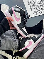 Женские кроссовки Nike Jordan 1 Mid Black/Pink
