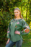 Зелена дизайнерська вишиванка в стилі бохо, арт.4620, фото 4