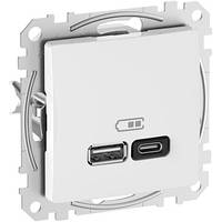 Розетка USB A+C 3A 45Вт Белый Sedna Design
