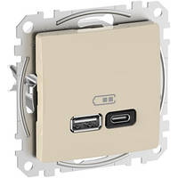 USB розетка A+C 3A 45Вт Бежевый Sedna Design