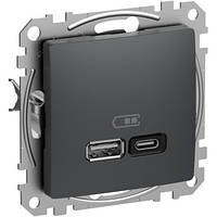 Розетка USB A+C 3A 45Вт Черный Sedna Design