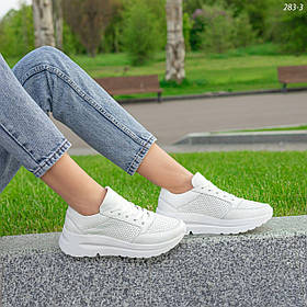 Кросівки жіночі білі шкіряні літні перфоровані Натуральна шкіра перфорація Розміри 36, 41