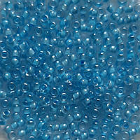 Бисер кристальный с цветной серединкой глянцевый 38134 светлый синий 50 г